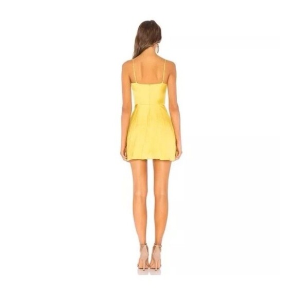 Lovers + Friends Nate Size M Front Tie Cut Out Mini Dress Chartreuse Yellow - Picture 3 of 13
